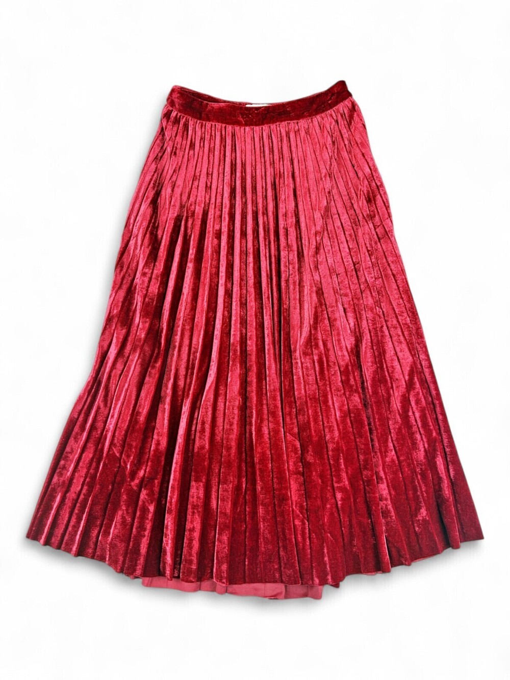Flying Tomato Burgundy Velvet Pleated Midi Skirt Sz S